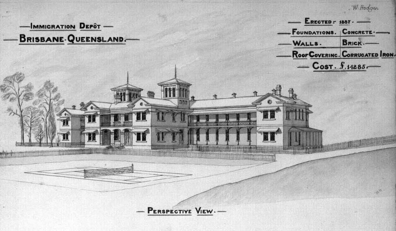 1888 / Architectural perspective of the Immigration Depot, Brisbane / Queensland State Archives / Digital ID 2580