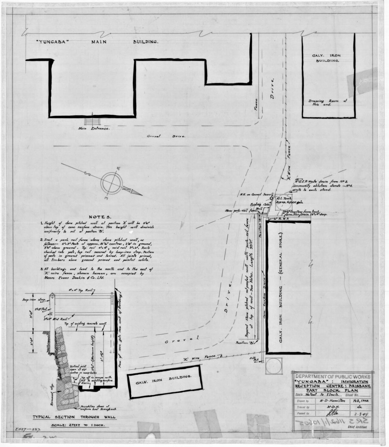 March 1949 / Yungaba Immigration Reception Centre, Brisbane, Part Block Plan / Queensland State Archives / Digital ID 5206